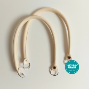 Handles for Handbag in Faux Leather Cream Color